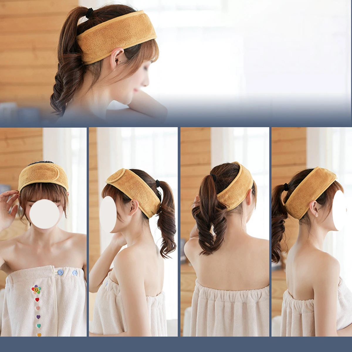 

Регулируемая повязка на голову для макияжа, 3 шт., повязка для волос для мытья лица, Мягкая повязка для волос для лица, аксессуары для волос для ванны, спа