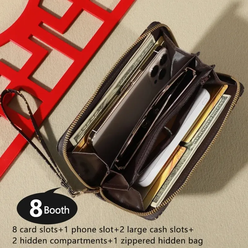 Large-capacity Simple Long Wallet, Faux Leather Zipper Purse, Casual Multifunctional Clutch Bag