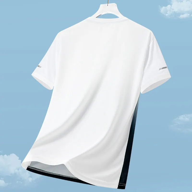 Outdoor Sports Short Sleeved Ice Silk Breathable Comfortable Gradient Round Neck Top Running Sport Fitness Cycling Sport T-Shirt