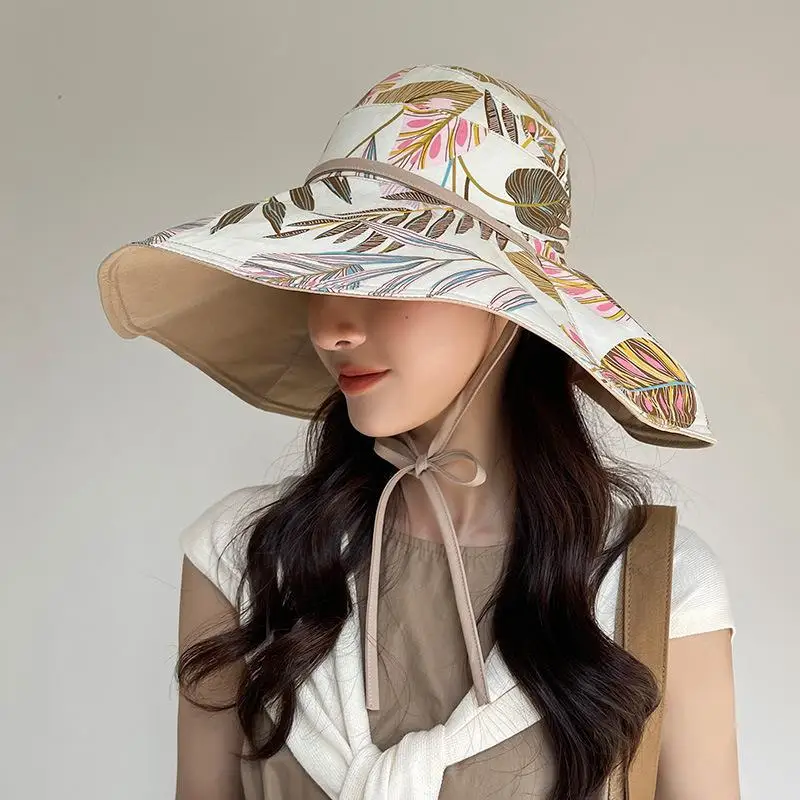 Double-sided Sun Hat UPF 50+ Lightweight Foldable Wide Brim Headwear for Vacation Hiking Gardening Summer Outdoor Activities