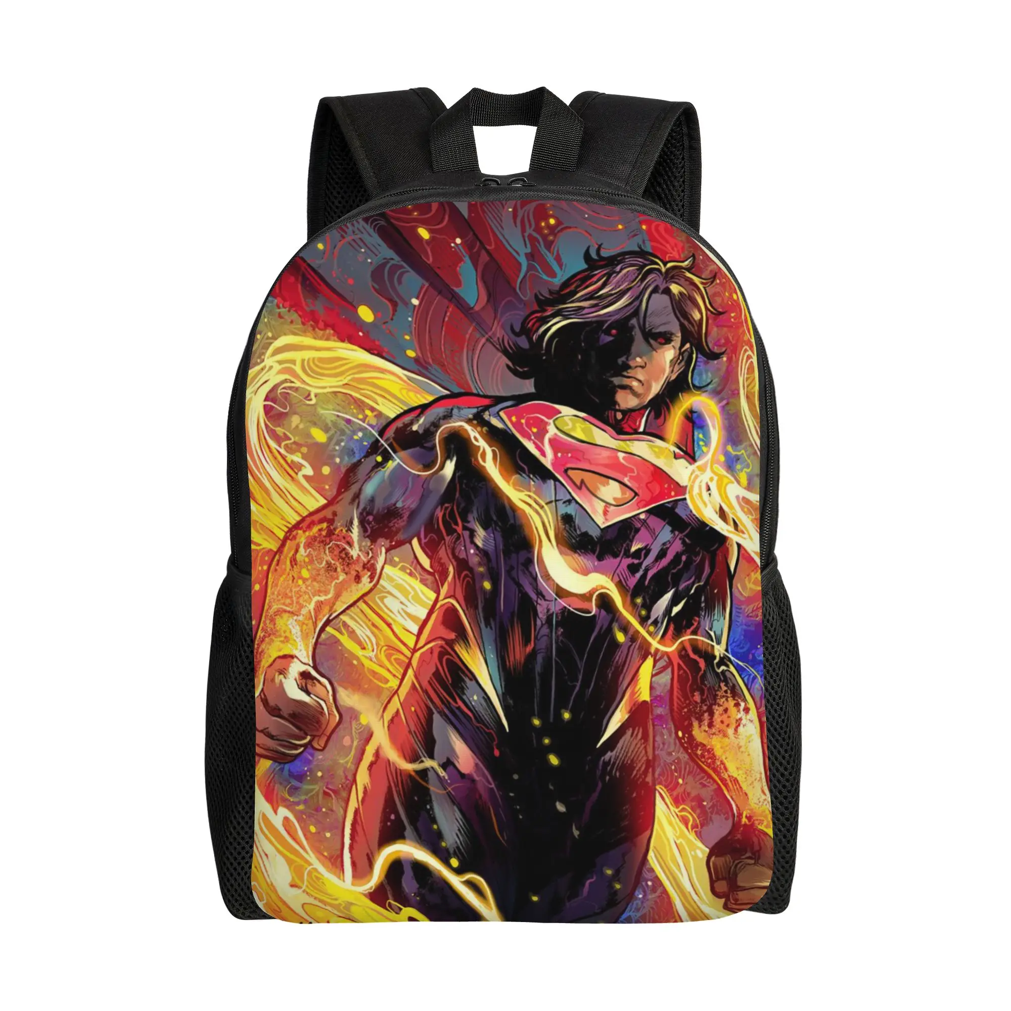 Back to school season Fashionable Absolute Superman Fire Energy Comic Art Schoolbag  Students Backpack