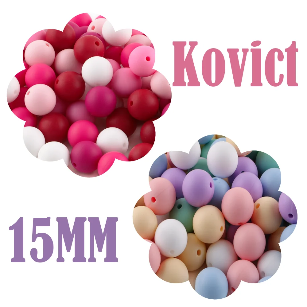 

Kovict 15 мм 60 шт./лот модные силиконовые круглые бусины DIY брелок ожерелье браслет и т. д. производство ювелирных изделий ручной работы аксессуары