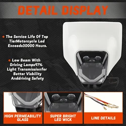 Powermotor For Husqvarna Motocross LED Headlight Plate TE TC FE FC 250 300 350 450 2012-2023 Dirt Bike Motorcycle Headlamp