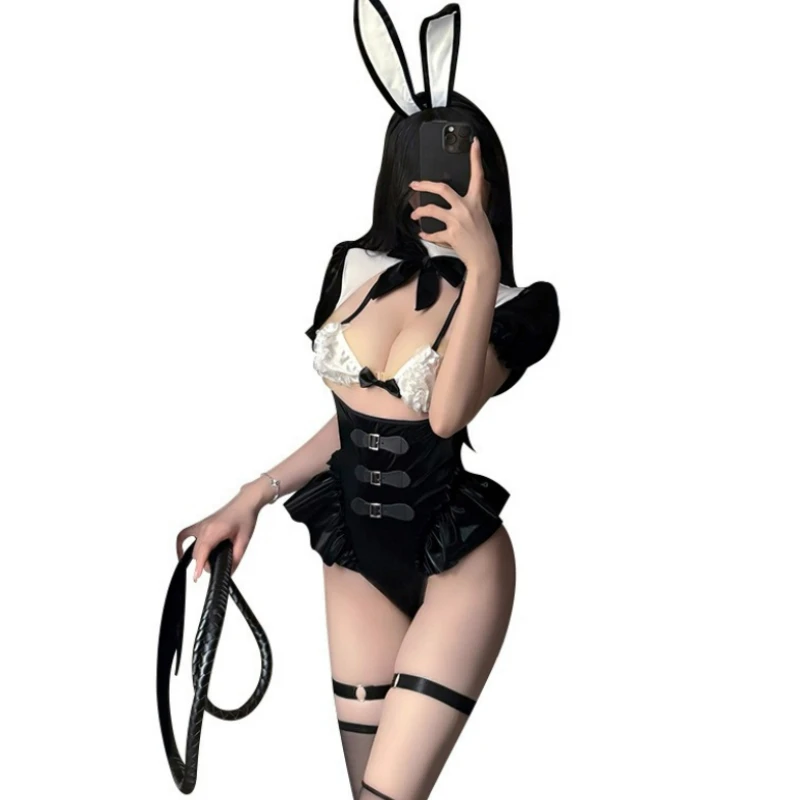 

Anime Bunny Girl Sexy Lingerie Maid Hollow Uniform Cosplay Costume Bodysuit Women See Through Secret Pajamas Erotic Costumes