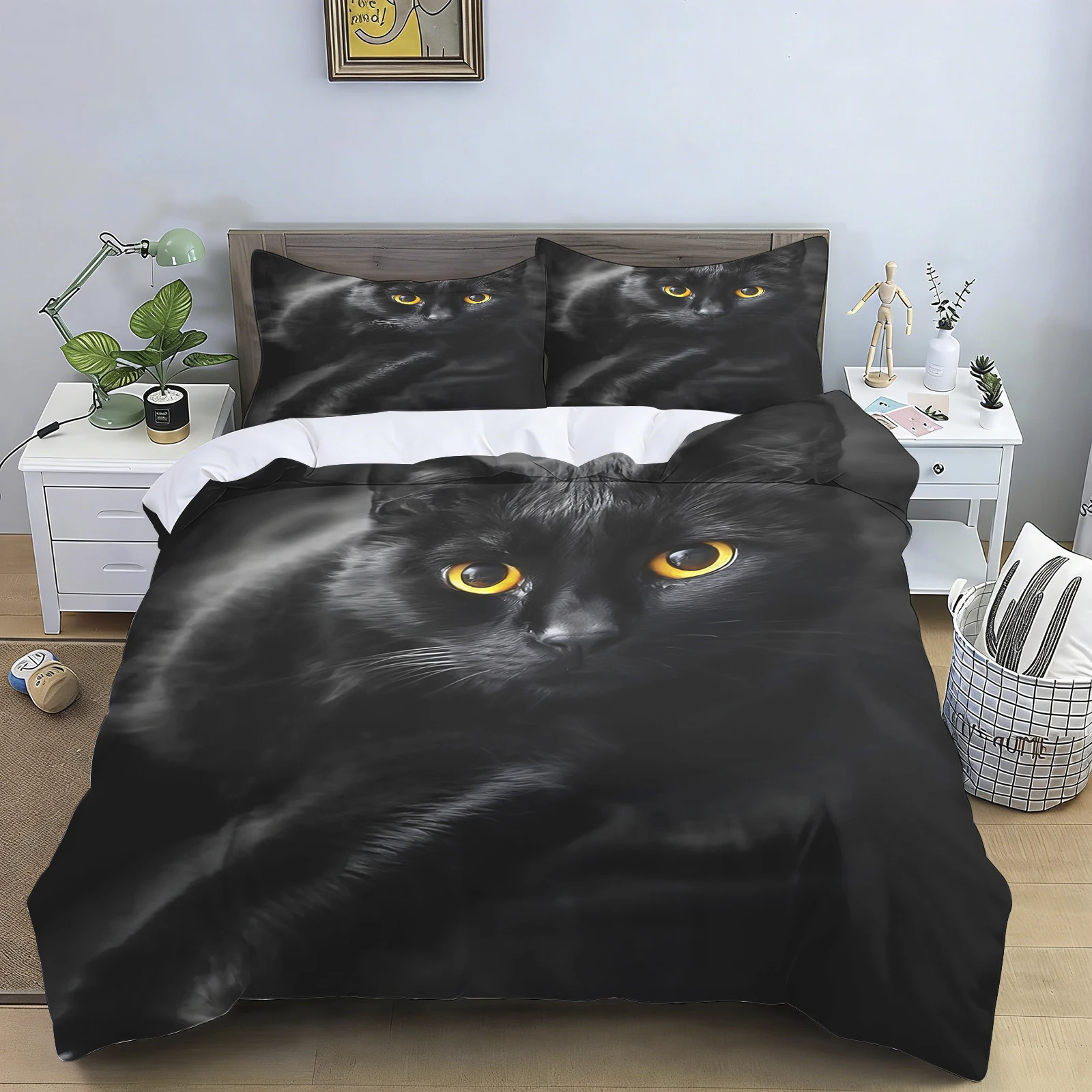Cotton Black Cat Duvets Covers Duvet Cover Bed Bedding Set Couple 135X200cm Bed Quilt Comforter Sets 220x240 Double King Size