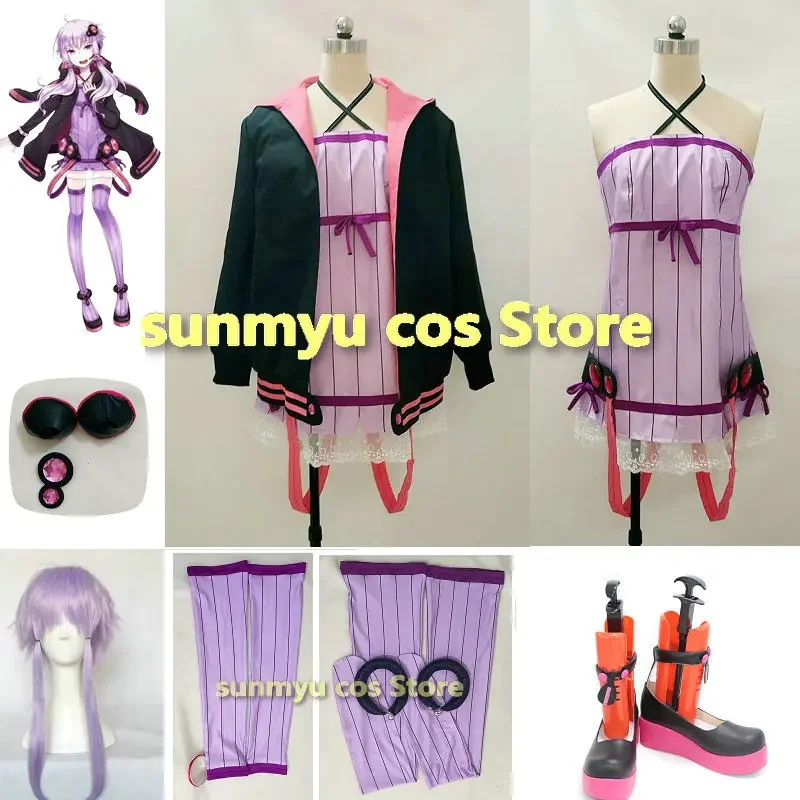 

VOICEROID Cosplay Yuzuki Yukari Cosplay Costume Purple Dress Full set Custom Size