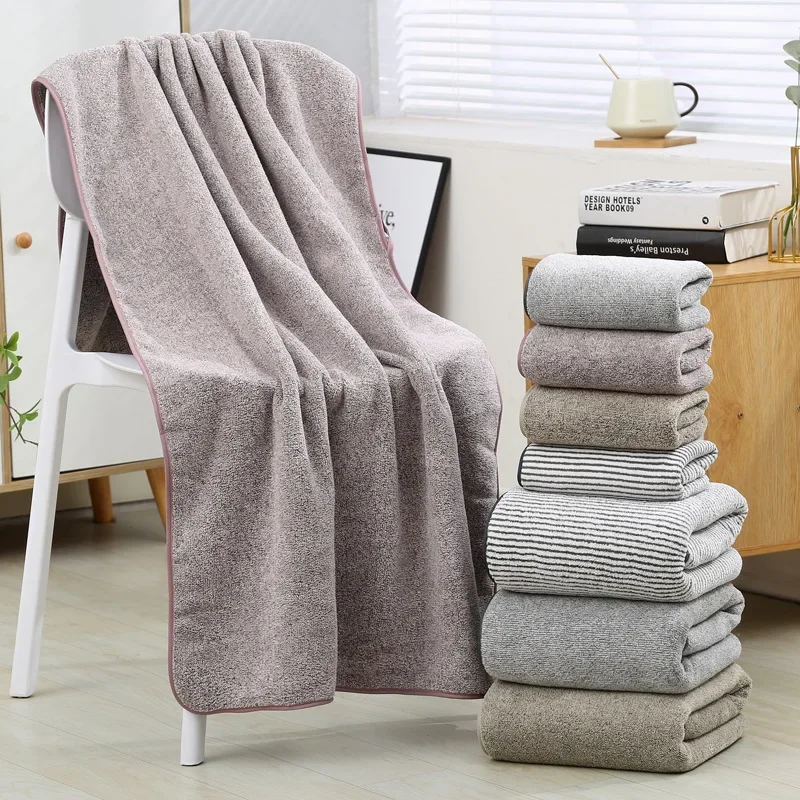 Thicken Bamboo Charcoal Coral Velvet Bath Towel For Adult Soft Absorbent Quick-Drying Towel Home Bathroom Microfiber Towel Sets