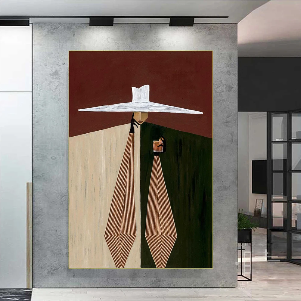 Nordic Ins stijl minimalistische moderne figuur canvas schilderij handgeschilderde woonkamer decoratie schilderij - afbeelding 1