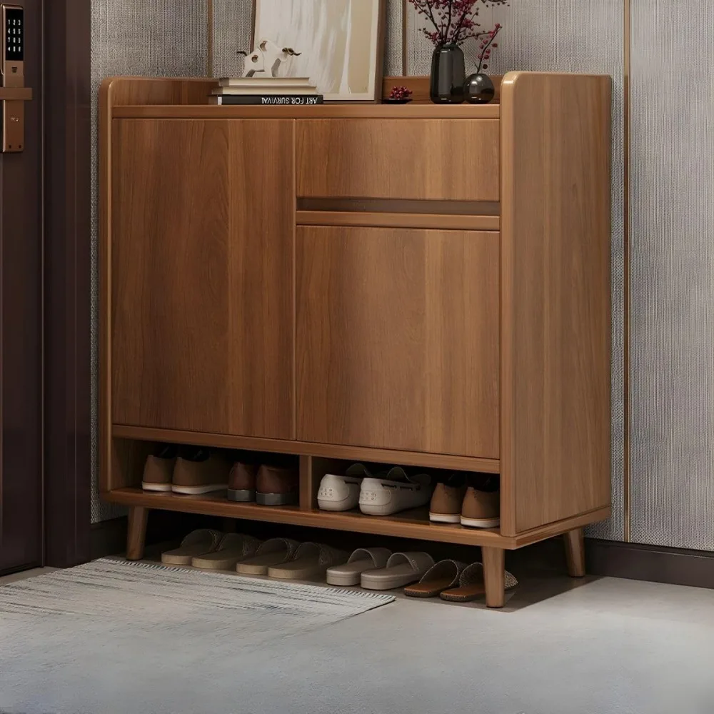 Modern Shoe Organizer Cabinet with Adjustable Shelves, Drawer, and 2 Doors for Stylish Storage in Closet or Entryway