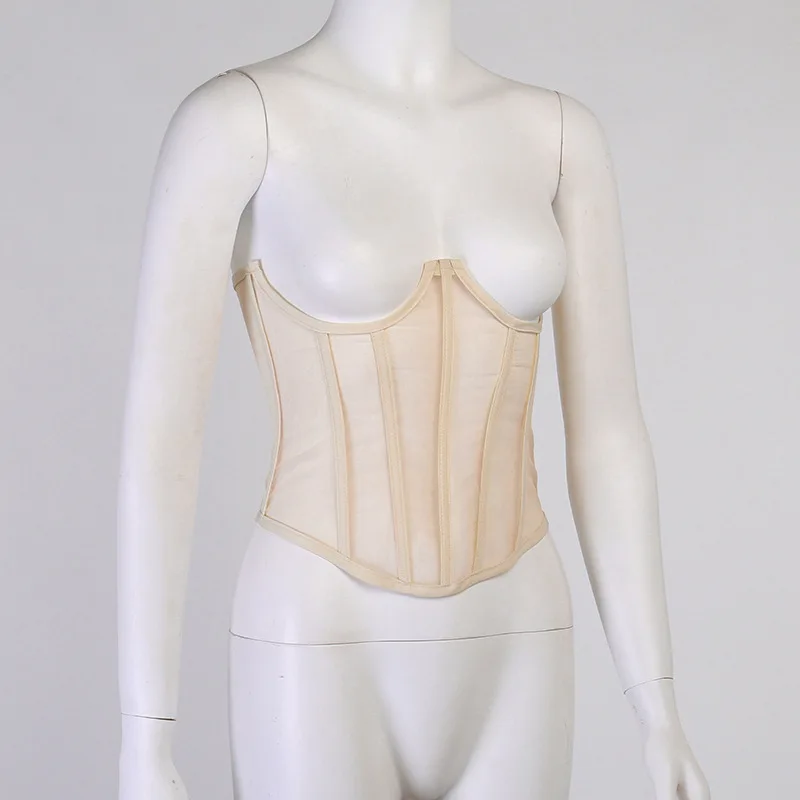 Женский сексуальный сетчатый корсет для поддержки живота, короткий верх, одежда внутри и снаружи, колготки на груди, корсет