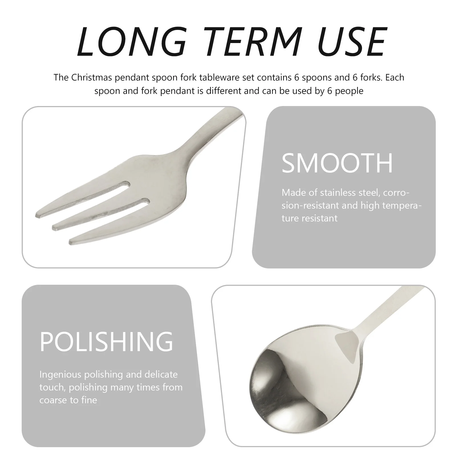 

1Set Stainless Steel Forks and Spoons Kit Christmas Themed Dessert Ice Cream Coffee Stirring Spoons Multipurpose Portable