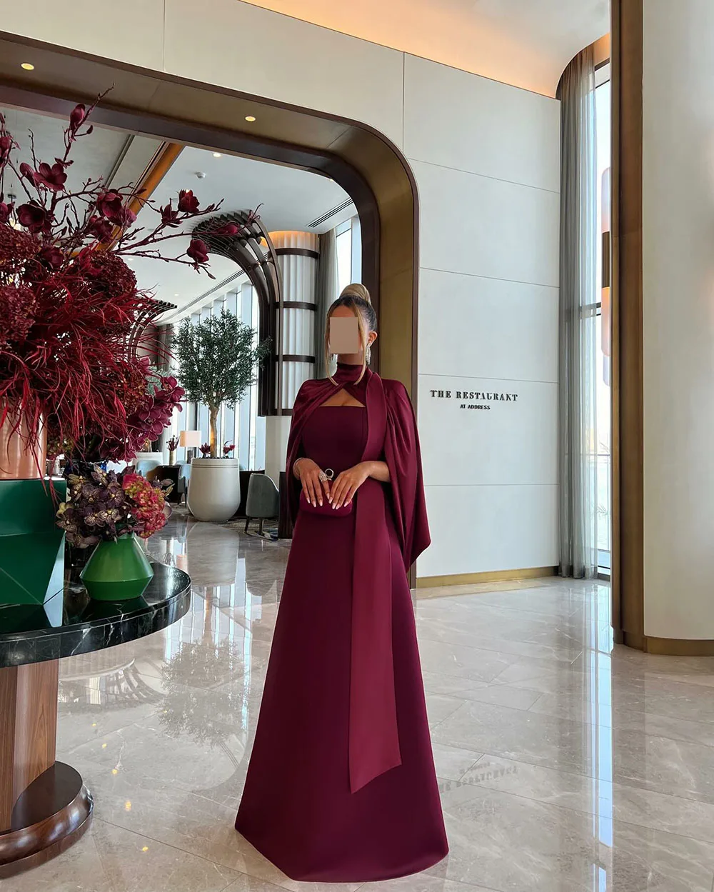 Msikoods Saudi Prom Dresses 2024 Arabic Elegant Evening Party Dress Long Sleeves Pleats Formal Dress Mermaid Women Guest Gown