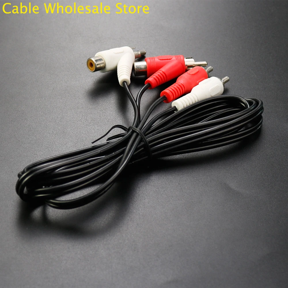 1Pcs 2RCA Male To 2 Female 1/2 Lotus Audio Line Lotus Wire Video Cable For DVD TV Box RCA Audio Splitter Cable Speaker