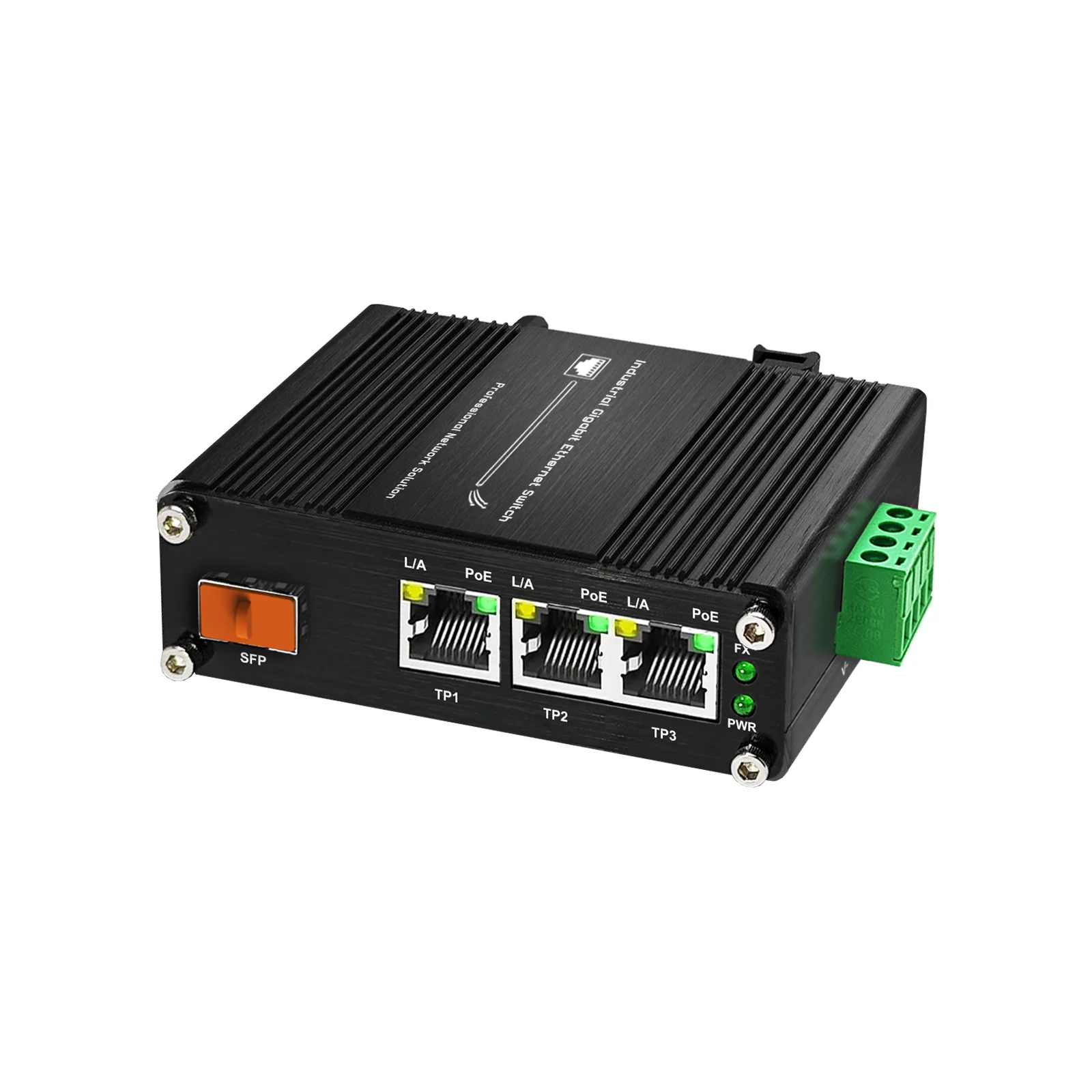 

Mini Industrial 3 Port Gigabit PoE Switch with DC12V-48V to DC48V RJ45 10/100/1000Mbps 802.3at 30W/Por Din Rail Mount