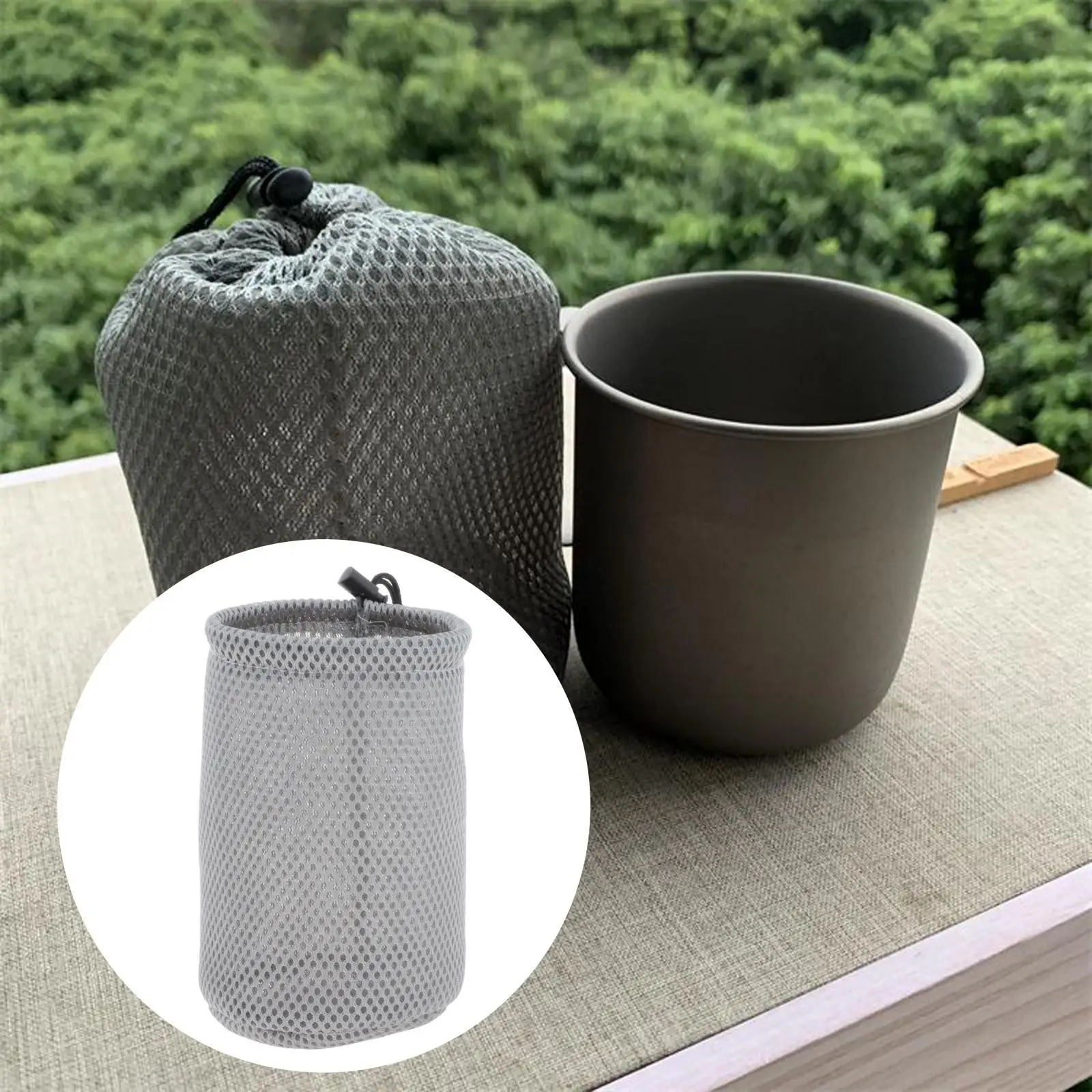 

Mesh Stuff Storage Sack Cooking Pot Pan Carrier Outdoor Tool Bag Large Capacity for Fishing Hiking Picnic