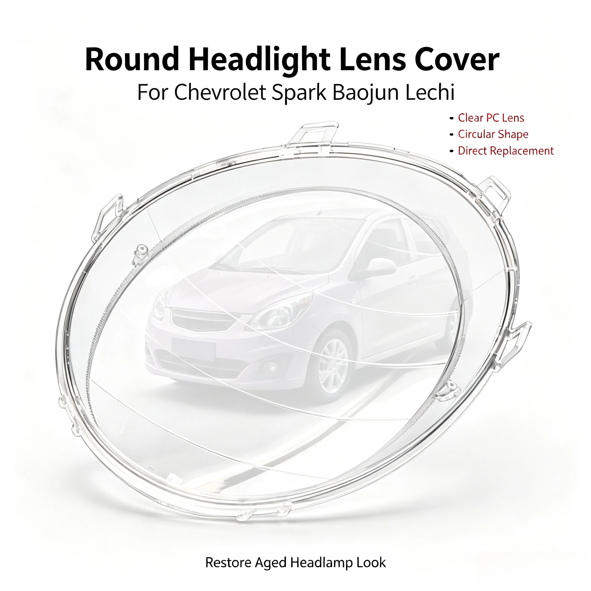 Moggic Headlight Lens Cover Compatible With Chevrolet Spark 2013 2014 2015 2016 Base LS LT Hatchback Left Right Side