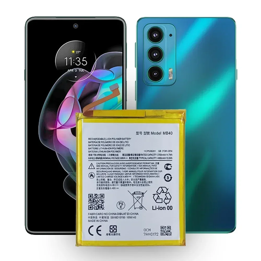 

Высококачественная сменная батарея для мобильного телефона Motorola Edge 20 MB40, 4000 мАч, новые аккумуляторы большой емкости