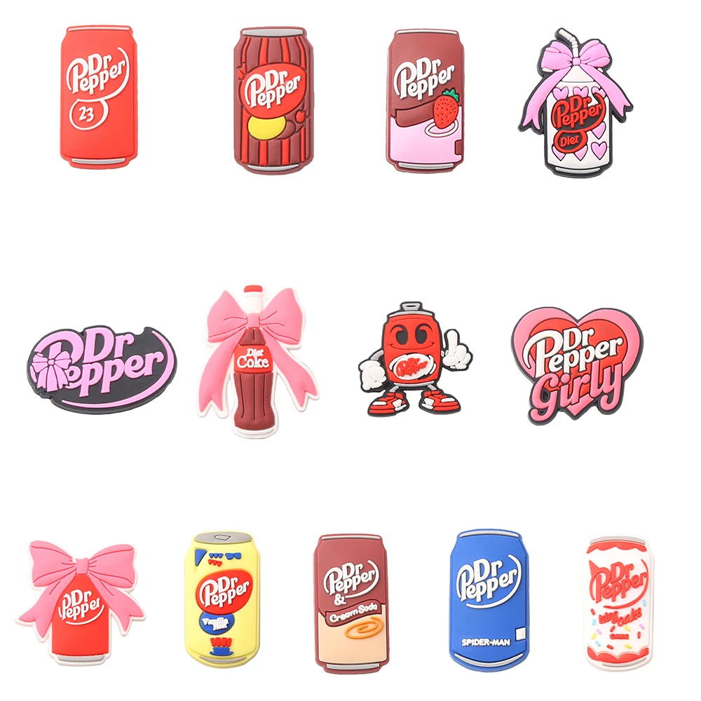 13 piezas Dr Pepeer Cartoon Purple Drinks Series ​ para dijes de zapatos, accesorios para zuecos clásicos, decoración de zapatos, regalos para niños