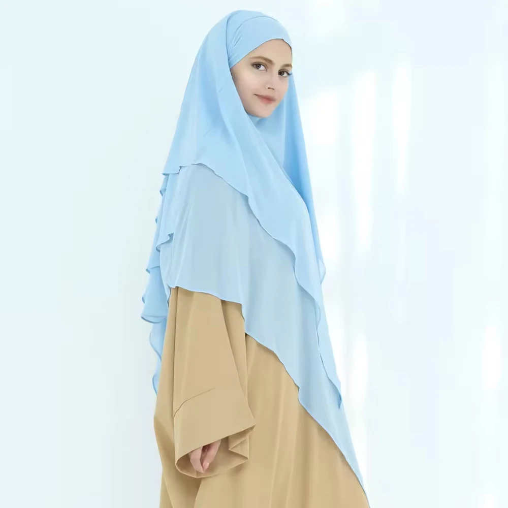 

Eid Ramadan Long Khimar Muslim Large Hijab Headscarf Women Jubha Islamic Overhead Hijabs Prayer Garment Burqa Head Scarf Abayas