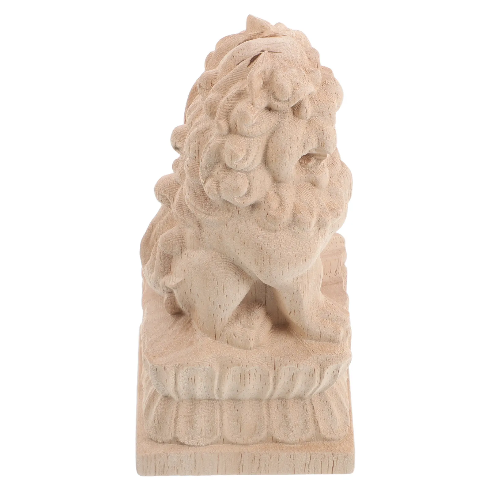 Intricately Carved Solid Wood Lion Sculpture Bridge Column Caps for Garden Bridges Courtyard Decor Retro Chinese Style Arch