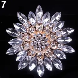 Birthday Gift Brooches For Women Fashion Shiny Alloy Rhinestone Flower Wedding Bridal Bouquet Brooch Pin Jewelry Charm