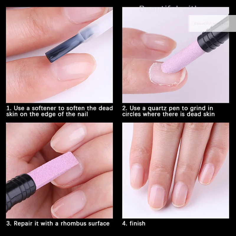 1PC Portable Quartz Grinding Pen Nail Cuticle Scissors Dead Skin Remover Nail Polish Manicure Stick Nail Files Accessories Tool