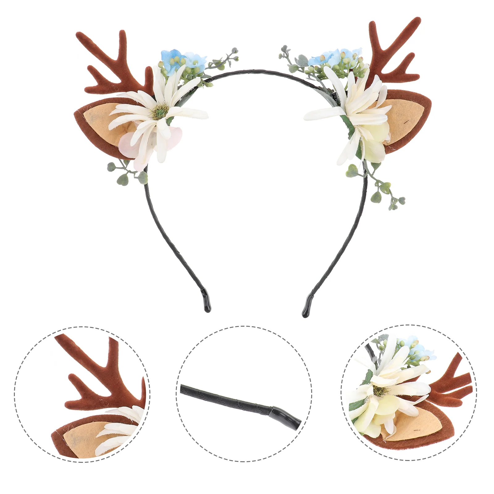 Headdress for Christmas Hair Hoop Flower Headwear Headbands Halloween Costumes Hairpin Floral Antler