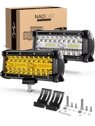 NAOEVO 7 inch LED Light Bar 240W 24000LM 4x4 Offroad Spot Flood Combo Fog LED White Yellow Work Lights for Truck Boat UTV ATV