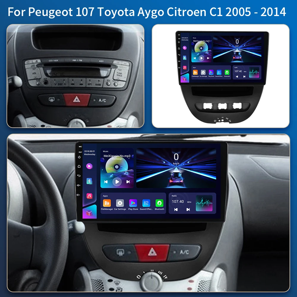 For Peugeot 107 Toyota Aygo Citroen C1 2005-2014 Multimedia Autoradio WIFI Wireless Carplay Android 16 Auto Car Radio GPS BT DVD