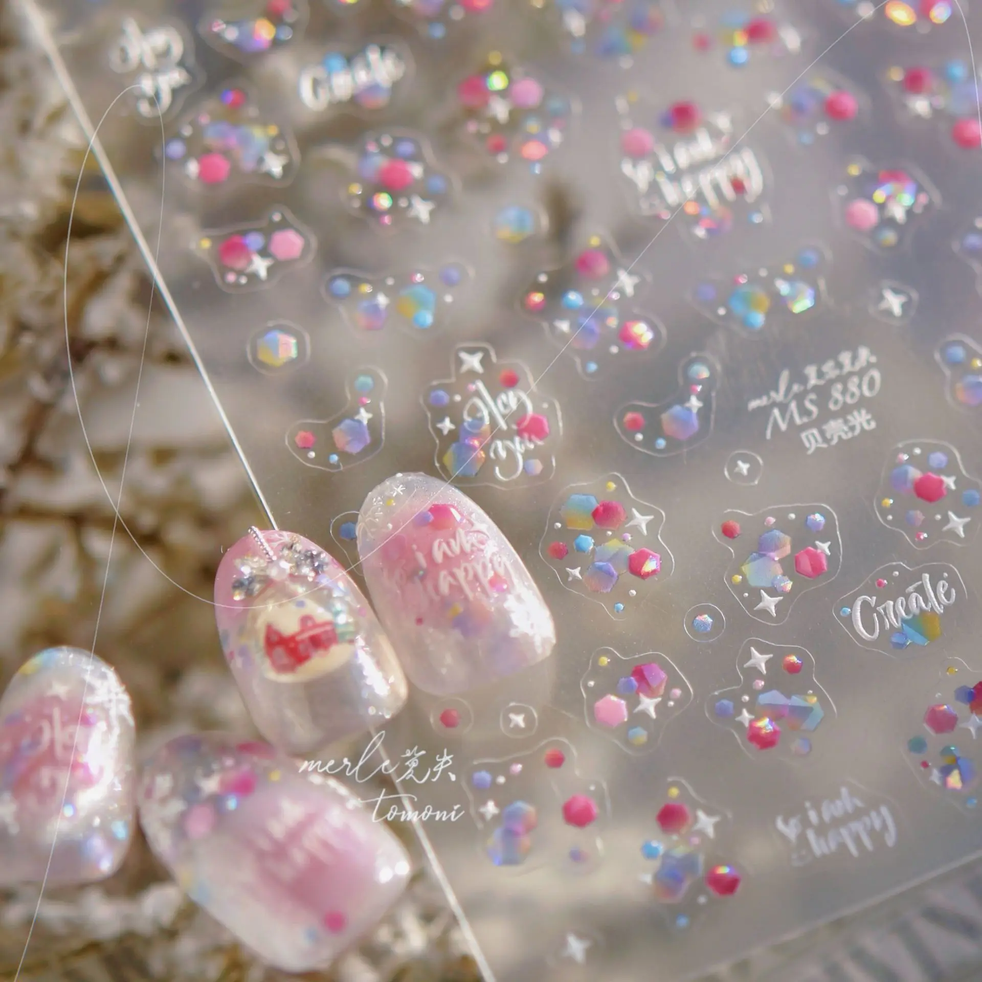 

1PCS Glitter Nail Sticker Nail Art Decoration DIY Dreamy Sequined Mosaic Decoration Materials 5D Sticker Nail Art Supplies