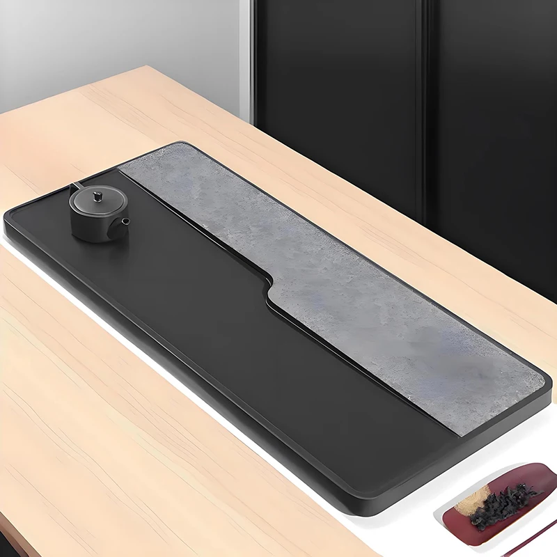 Black Long Tea Tray Luxury Stone Decorative Ceremony Office Pot Valet Chinese Kitchen Tea Tray Living Room Bandejas Teaware