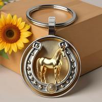 Retro Horse Keychain Horseshoe And Horse Pendant With Keyring Metal Horse Lucky Keychain Charm For Men Women Jewelry Gift