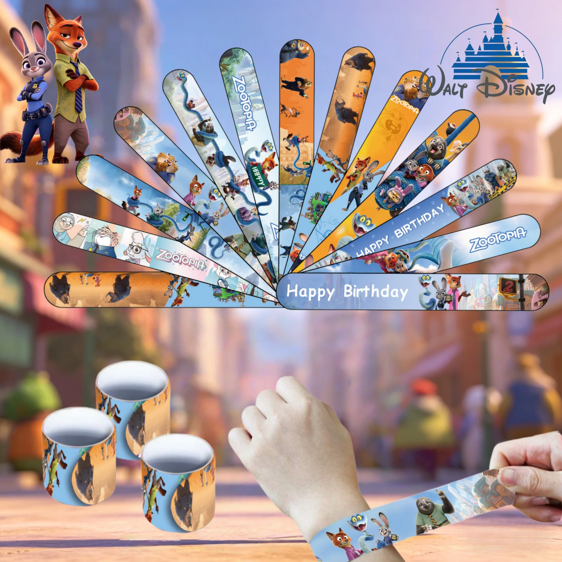 

12/24/36/48PCS Zootopia Slap Bracelet Wristbands Classroom Prizes Exchanging Kids Gifts Party Decoration Supplies Party Favors
