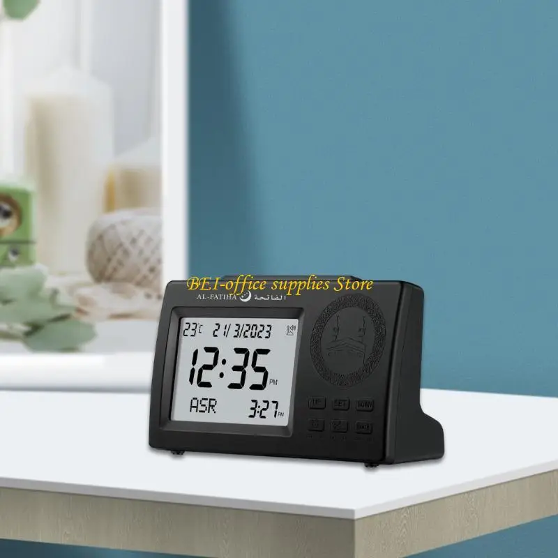 

A9LC Мусульманские настольные часы с Azan Sound напоминание Hijri и григорианские календари молитвенная тревога Azan Time