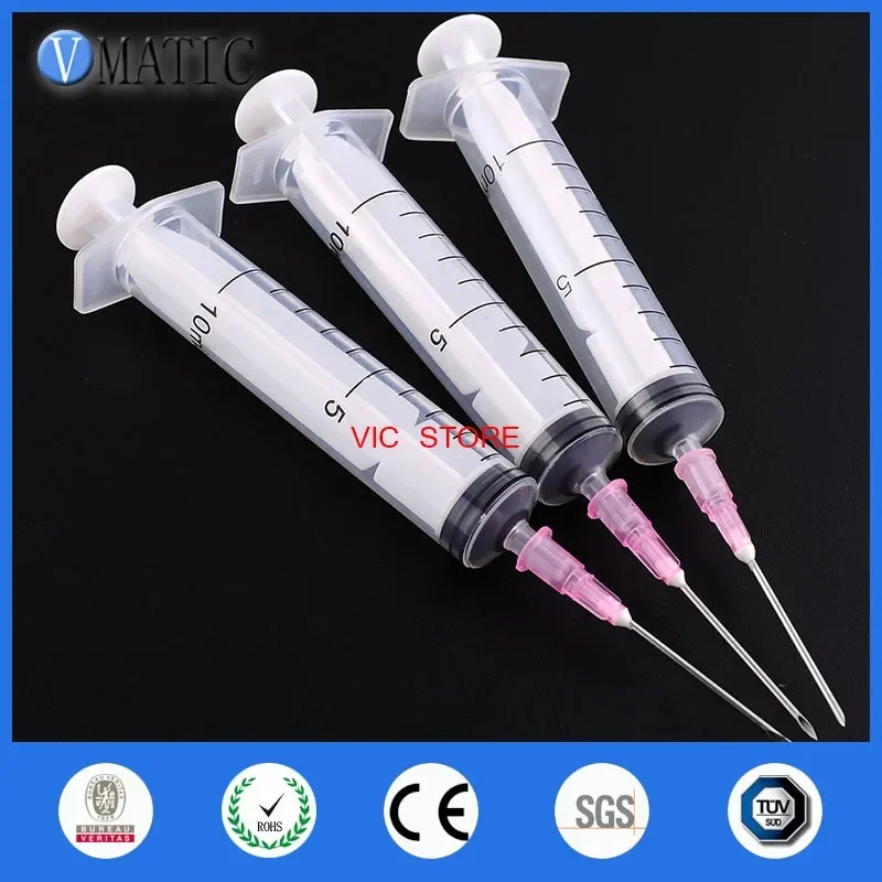 Free Shipping Non Sterilized 10Pcs 10ml/10cc SMT Paste Adhesive Glue Liquid Dispenser Syringe With Needles
