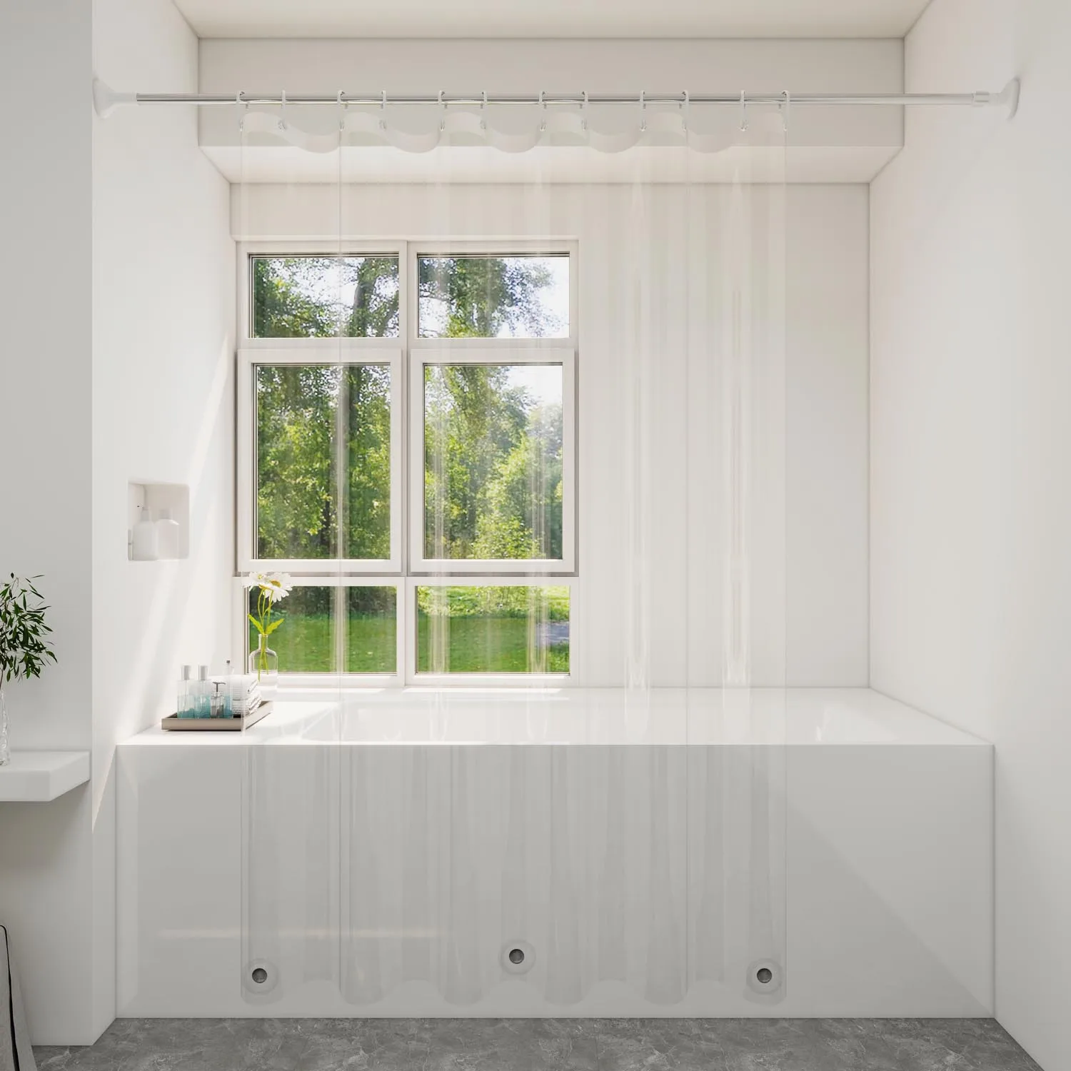 1 Stück transparenter Magnet-Duschvorhang, wasserdichtes PEVA-Material, Badezimmer-Dekor-Artikel
