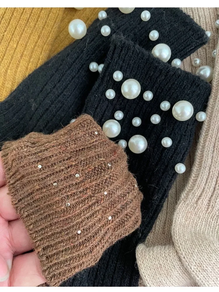 1 Paar modische Perlen-Dekorationssocken für Damen, süße Socken im Prinzessinnen-Stil mit mittlerer Wade im koreanischen Stil, Bekleidungszubehör – Detail 11