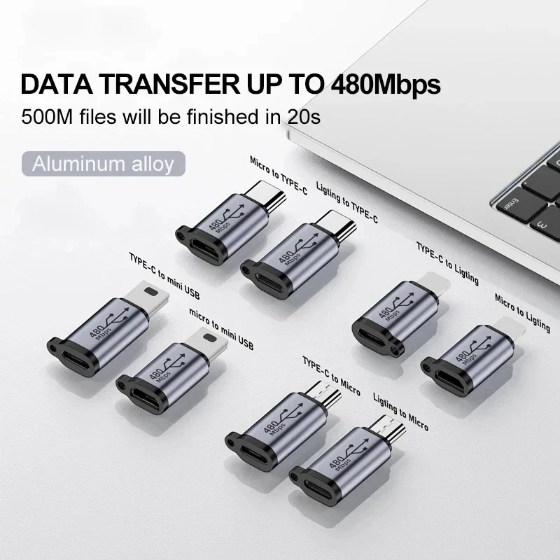 1pcs C- Type Female to Mini USB/C-Type Female to Micro USB/Micro USB Female to C- Type/Micro USB Female to Mini USB Connector