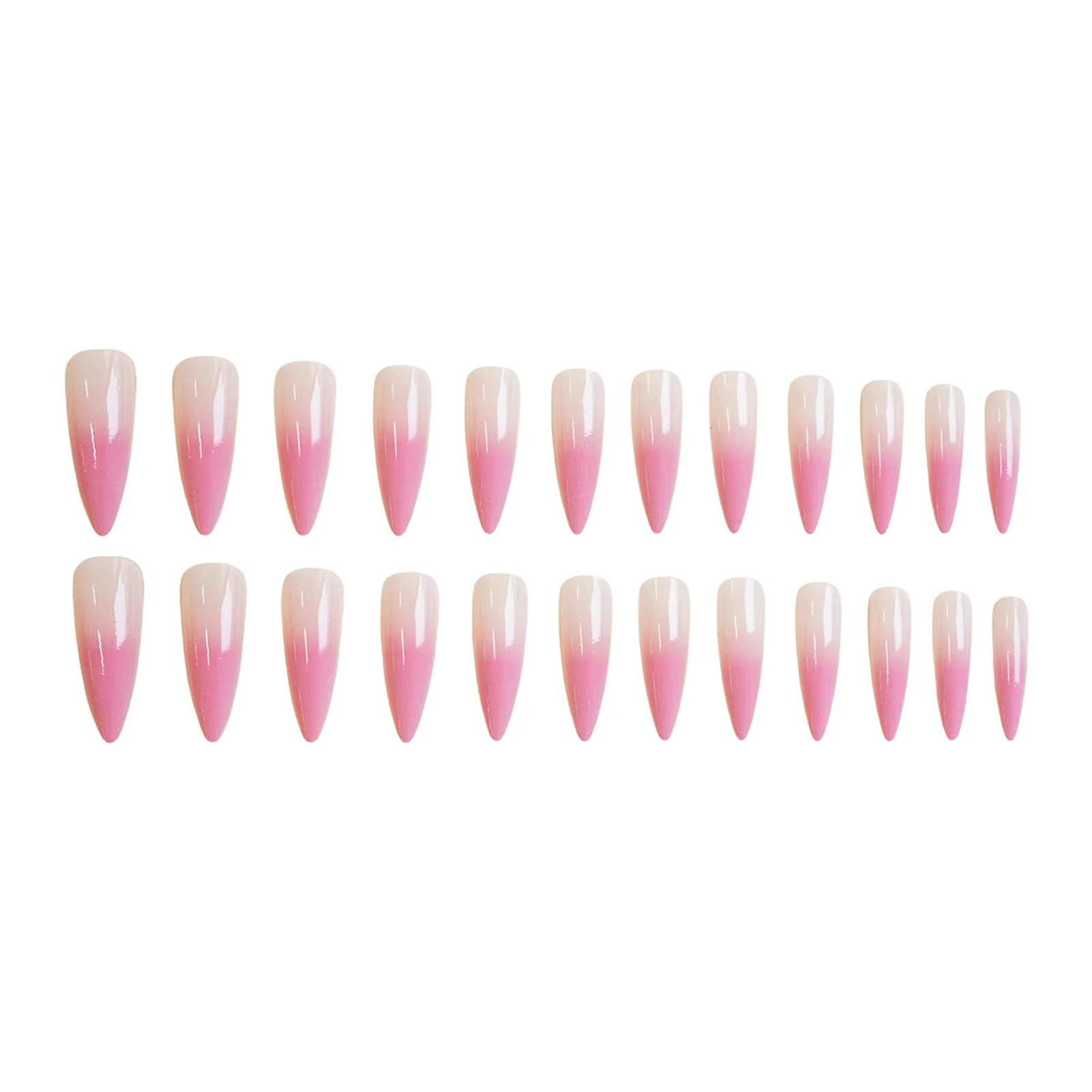 Lange Stiletto-Charm-Kunstnägel, Farbverlauf, Rosa, Weiß, zum Aufdrücken der Nägel, coole Mädchen, tragbare künstliche Nägel, Tipps, DIY-Maniküre, 24 Stück – Detail 2