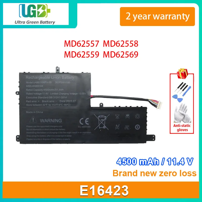 UGB New Laptop Battery For MEDION AKOYA E16423 MD62557 MD62558 MD62559 MD62569 MD62571 11.4V 4500mAh 51.3Wh