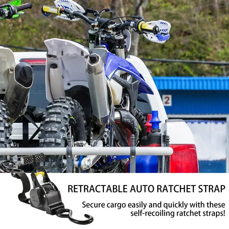 Retractable Auto Ratchet Straps Cargo Ratchet Straps Auto Retracting Ratchet Straps Retractable Ratcheting Tie-Down Strap Cargo