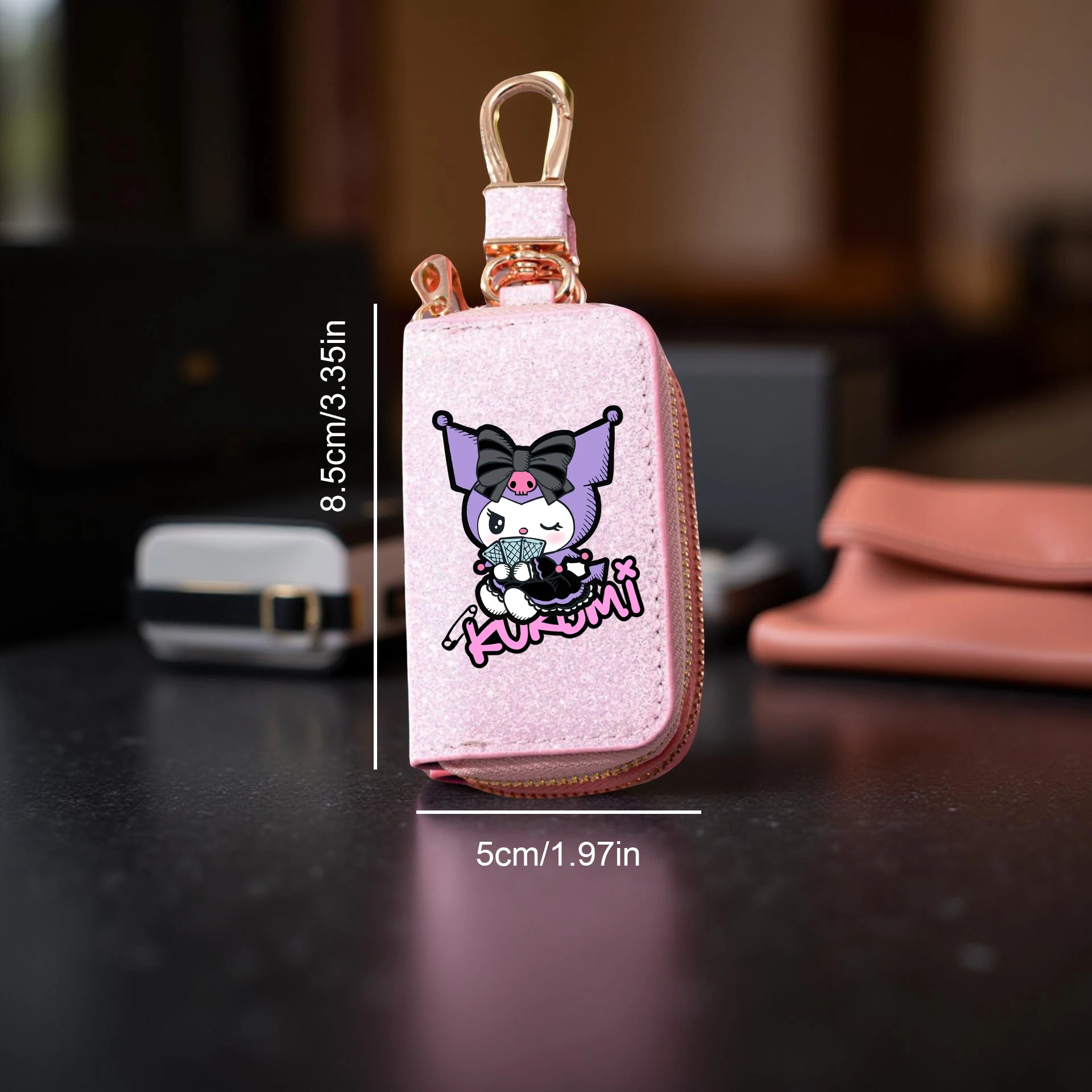 حقيبة مفاتيح كورومي منظم مفاتيح السيارة مع سلسلة مفاتيح متعددة الوظائف بسحاب تصميم مدمج للاستخدام العائلي حقيبة قلادة محفظة صغيرة #2