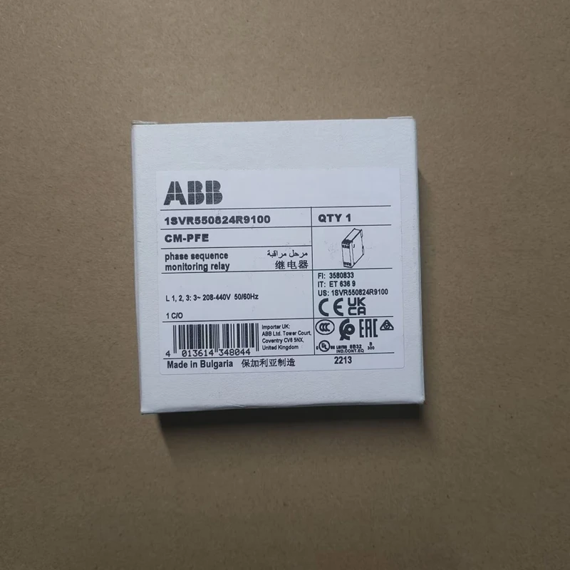 2025 genuine ABB three-phase phase sequence monitor CM-PFE 3x208-440VAC 1SVR550824R9100