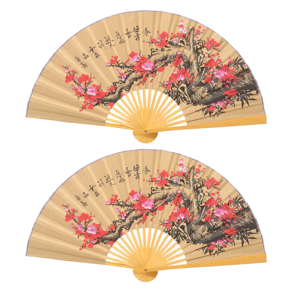 

2pcs Large 0.5x0.9m Wall Chinese Design Elegant Wedding Party Decorations Folding Fan for Events Handheld Hanging for Living