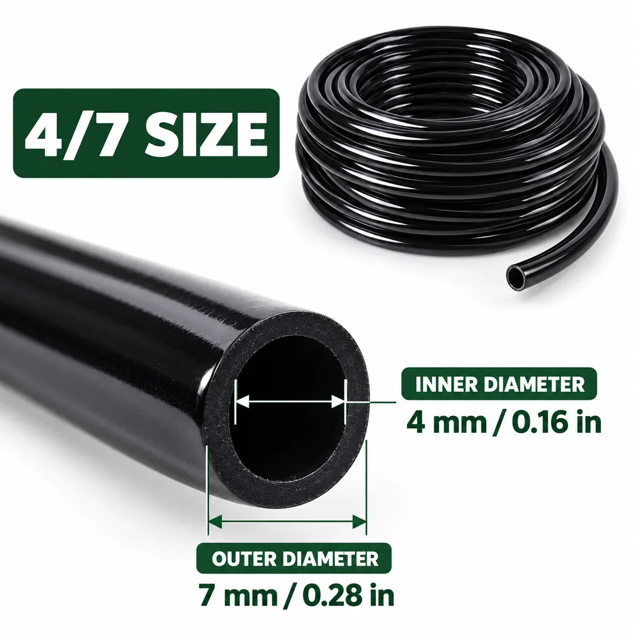 4/7mm PE Micro Irrigation Tubing ID 4mm OD 7mm Flexible Drip Hose for Garden Misting Sprinkler Watering System 10M 20M 30M 50M