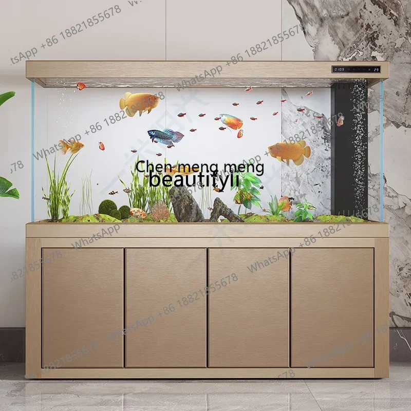 

X Fish tank living room ultra-white glass large ecological bottom filter integrated dragon fish tank