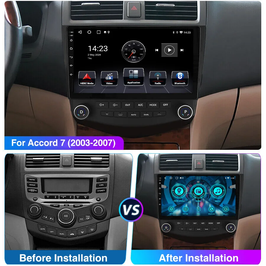 10 "لسيارة هوندا أكورد 7 2003-2007 أندرويد 14 CarPlay راديو ستيريو للسيارة نظام تحديد المواقع والملاحة بلوتوث واي فاي SWC رئيس وحدة مع DVR والكاميرا