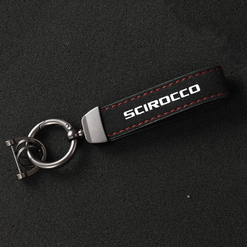 Suede Keychain Sport Key Ring Custom Gift With Logo For SCIROCCO GTI R GTE CTS Llaveros Para Hombre Keyring Accessories