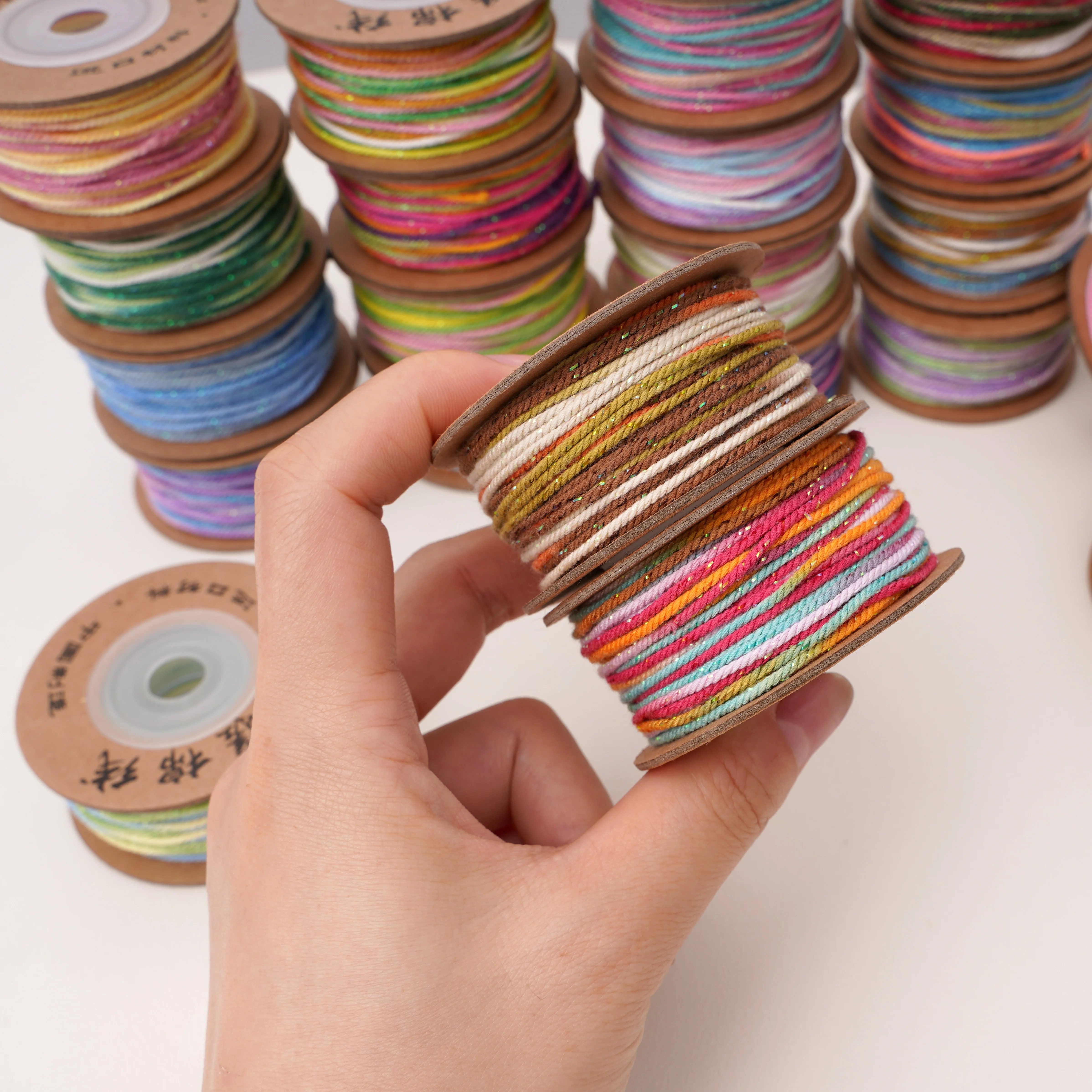 25 متر 1.2 مللي متر خط ملون الحبل خيط القطن المنسوجة يدويا حبل سلسلة للملابس اليدوية ديكور الحرف DIY بها بنفسك الخياطة اكسسوارات #2