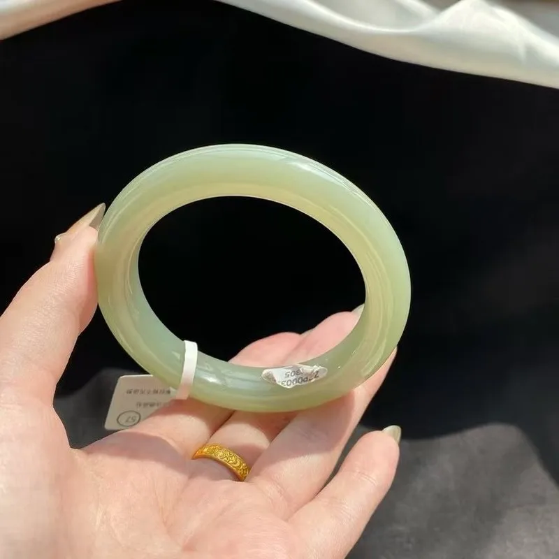 Hetian Bracelet, White , Women'S Model, Lake Color Green Jade, Fashionable And Versatile